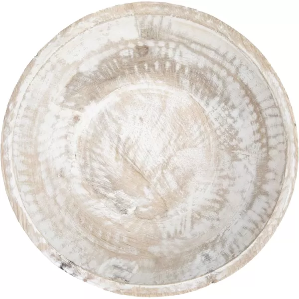 imageCreative CoOp Boho Wood Pedestal Serving Bowl Black FinishWhite Wash