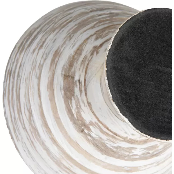 imageCreative CoOp Boho Wood Pedestal Serving Bowl Black FinishWhite Wash