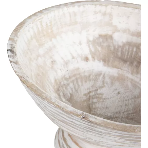 imageCreative CoOp Boho Wood Pedestal Serving Bowl Black FinishWhite Wash