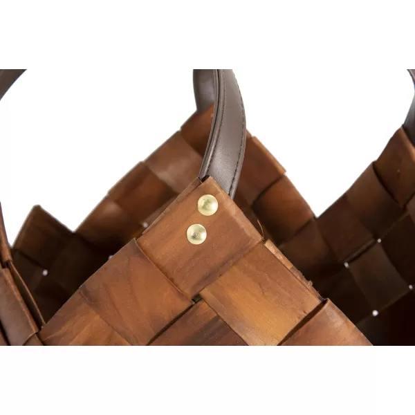 imageCreative CoOp Brown Woven Seagrass Baskets with Leather Handles Set of 3 Sizes Wicker NonFood Storage