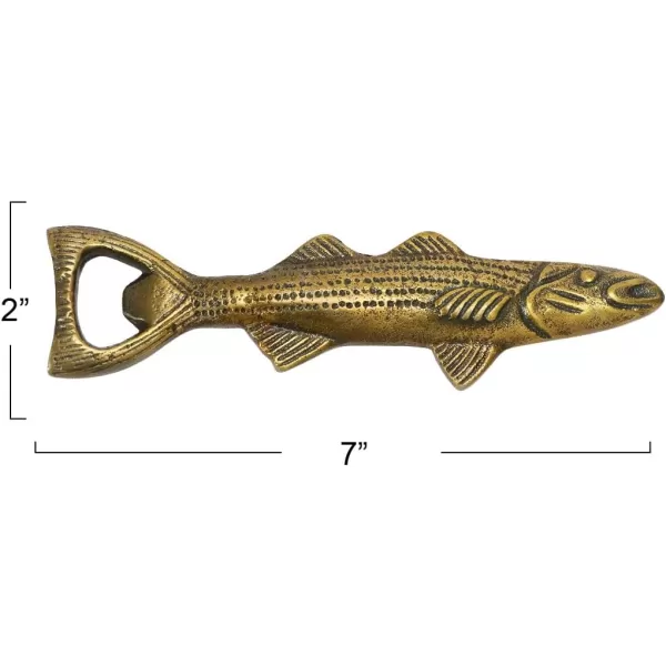 imageCreative CoOp Cast Aluminum Fish Shaped Bottle Opener Antique Gold Finish DiningEntertain GlassBar 7quot L x 2quot W x 1quot H