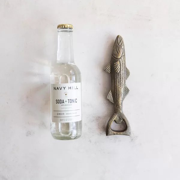 imageCreative CoOp Cast Aluminum Fish Shaped Bottle Opener Antique Gold Finish DiningEntertain GlassBar 7quot L x 2quot W x 1quot H
