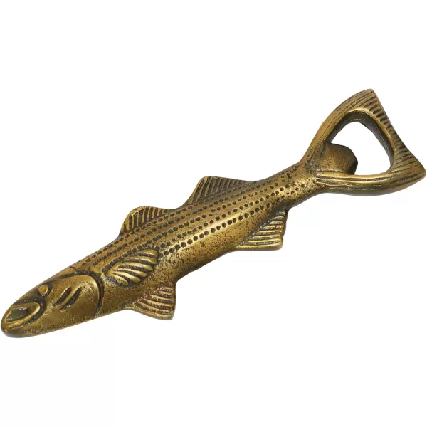 imageCreative CoOp Cast Aluminum Fish Shaped Bottle Opener Antique Gold Finish DiningEntertain GlassBar 7quot L x 2quot W x 1quot H