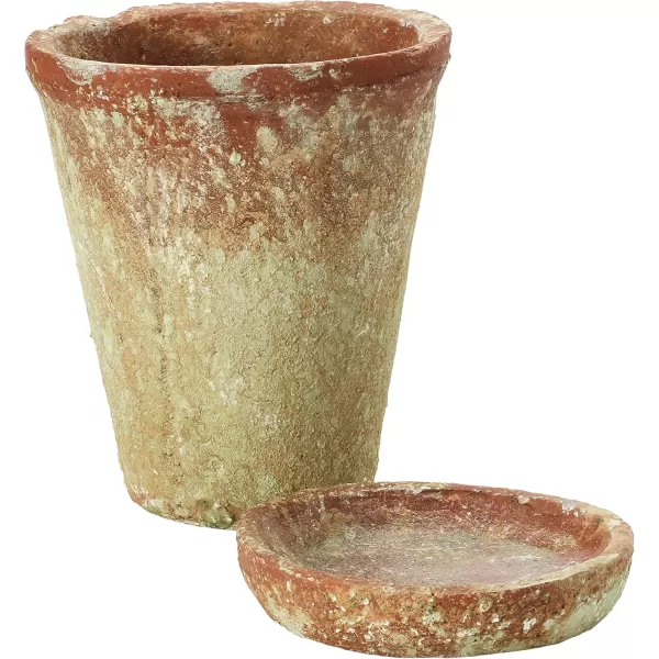 imageCreative CoOp Cement Planter with Saucer Distressed TerraCotta Finish Holds 5quot Pot
