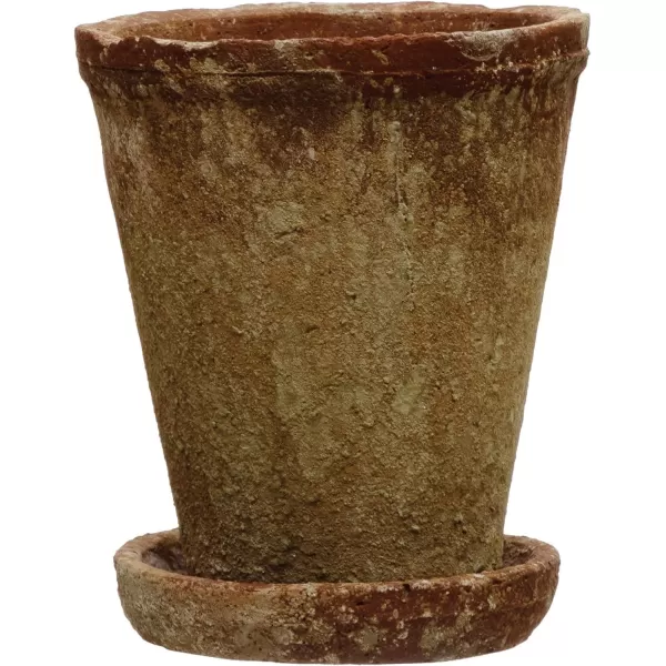 imageCreative CoOp Cement Planter with Saucer Distressed TerraCotta Finish Holds 5quot Pot