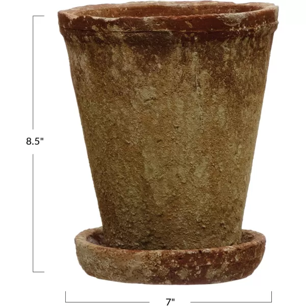imageCreative CoOp Cement Planter with Saucer Distressed TerraCotta Finish Holds 5quot Pot