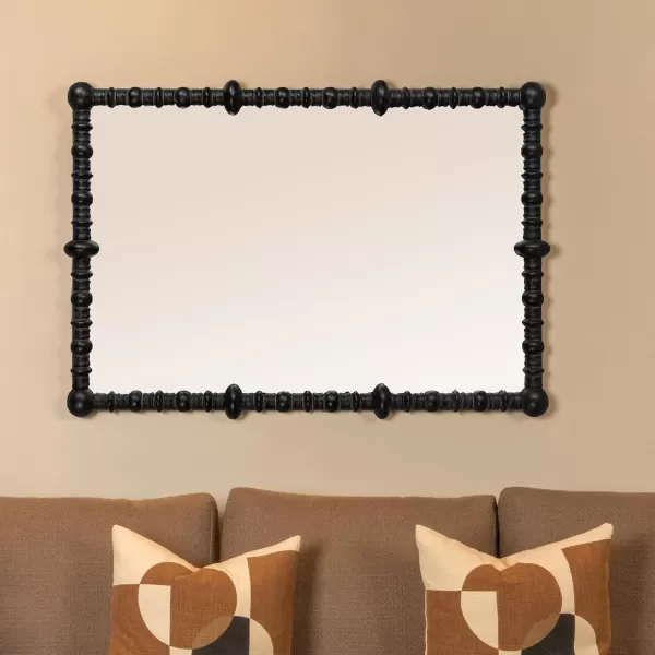 imageCreative CoOp Chic Wood Beaded Dowel Frame Mirror BlackBlack