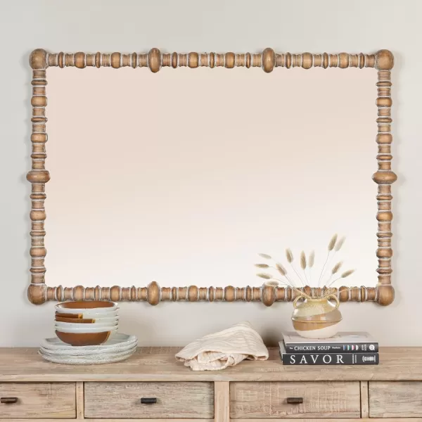imageCreative CoOp Chic Wood Beaded Dowel Frame Mirror BlackNatural