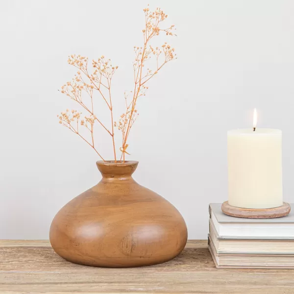 imageCreative CoOp Decorative Paulownia Wood Espresso Finish VaseWalnut Finish