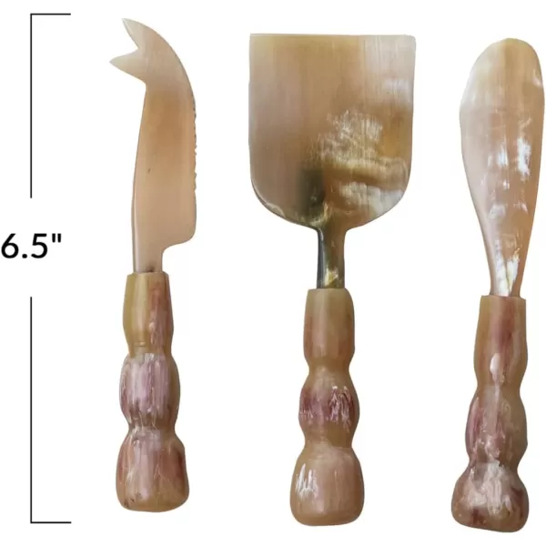 imageCreative CoOp Elegance Horn Cheese Servers Citron and Plum Color Set of 3 Medium Natural