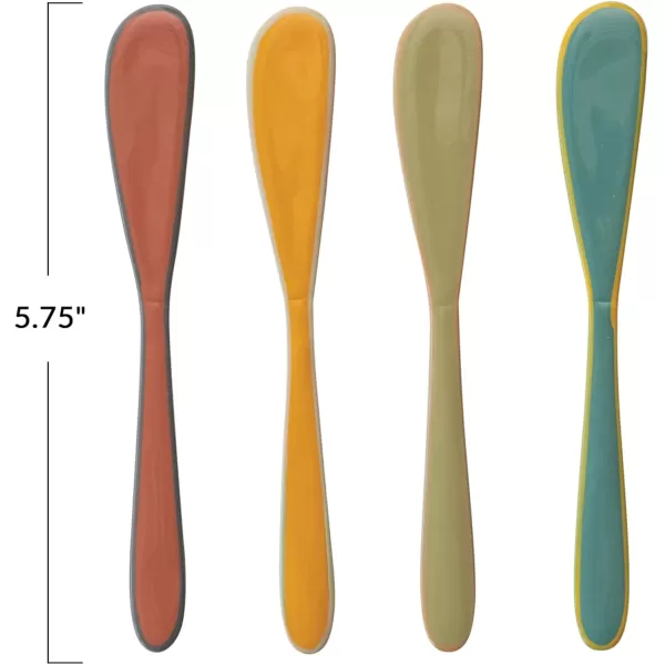 imageCreative CoOp Enameled Stainless Steel Canape Knives with Colored Edge Multicolor Set of 4 Small Multi