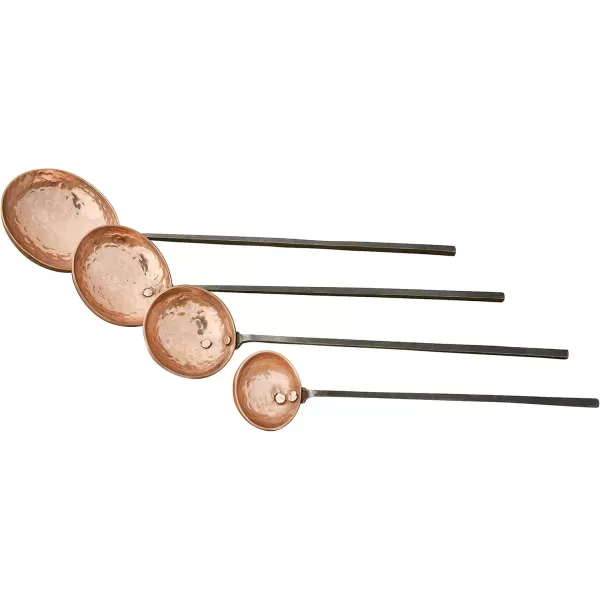imageCreative CoOp Farmhouse Textured Copper Ladles with Metal Handles Set of 4 Sizes in Drawstring Bag