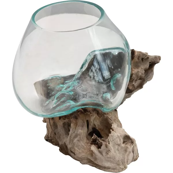 imageCreative CoOp Glass Vase on Natural Wood Base Planter Clear