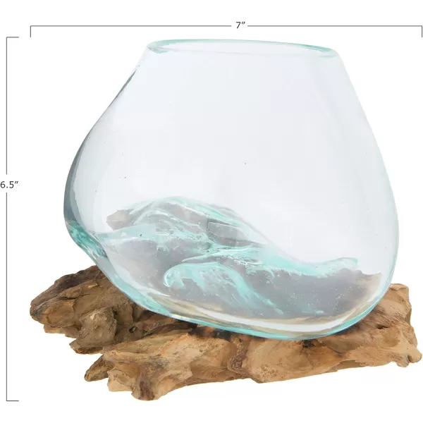 imageCreative CoOp Glass Vase on Natural Wood Base Planter Clear