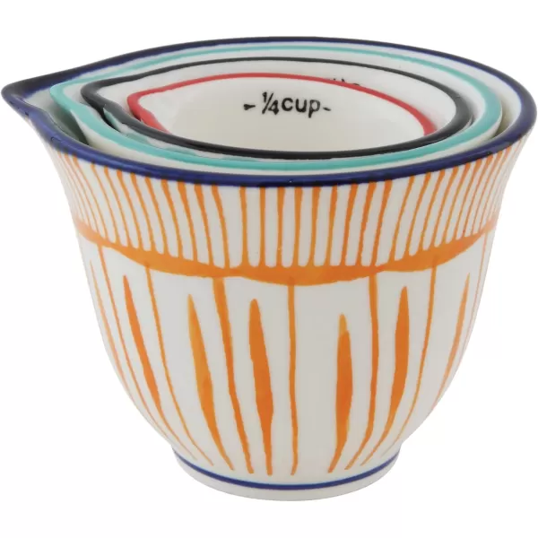 imageCreative CoOp Hand Stamped Striped Stoneware Measuring Cups Set of 4 SizesDesigns