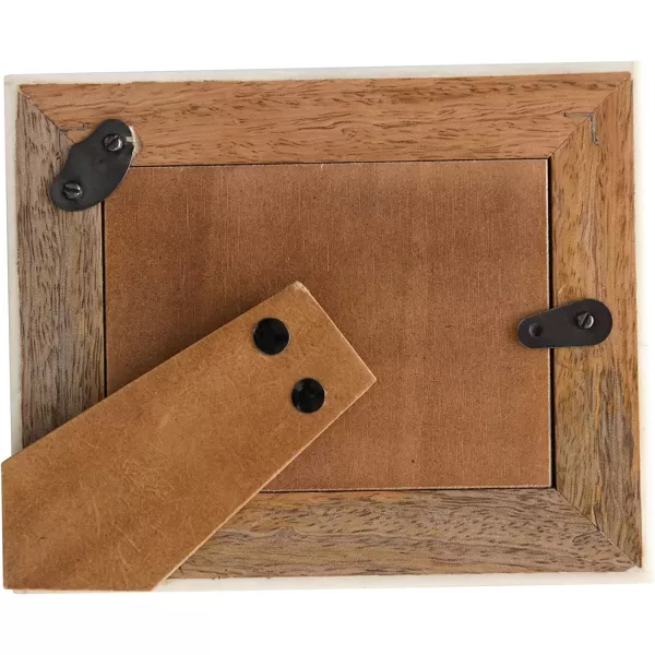 imageCreative CoOp HandCarved Mango Wood Photo Frame with Bone Border ampamp Ribbed Pattern Natural Holds 2quot x 3quot Photo