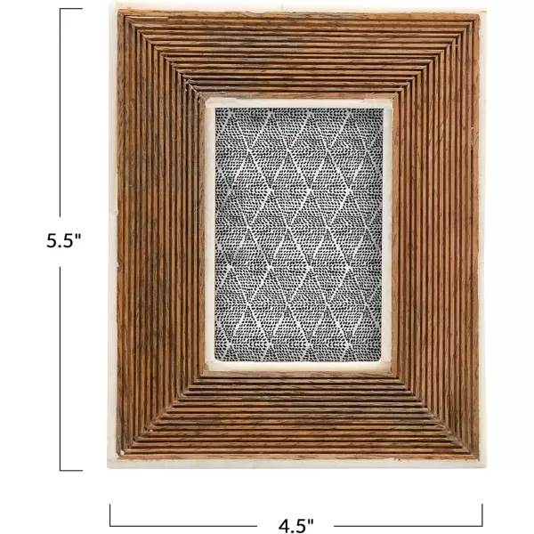 imageCreative CoOp HandCarved Mango Wood Photo Frame with Bone Border ampamp Ribbed Pattern Natural Holds 2quot x 3quot Photo