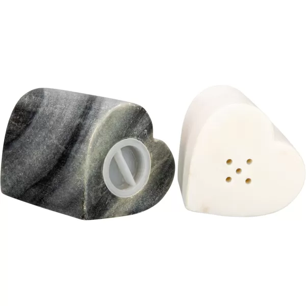 imageCreative CoOp HeartShaped Marble Set of 2 Grey and White Salt ampamp Pepper Shaker Multi