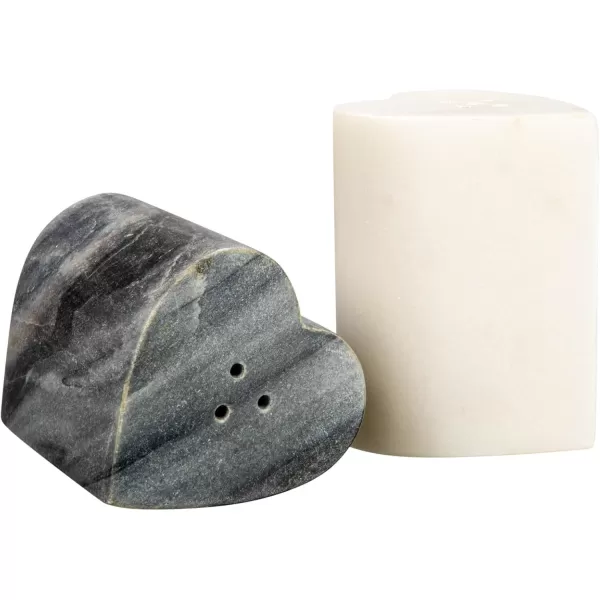 imageCreative CoOp HeartShaped Marble Set of 2 Grey and White Salt ampamp Pepper Shaker Multi