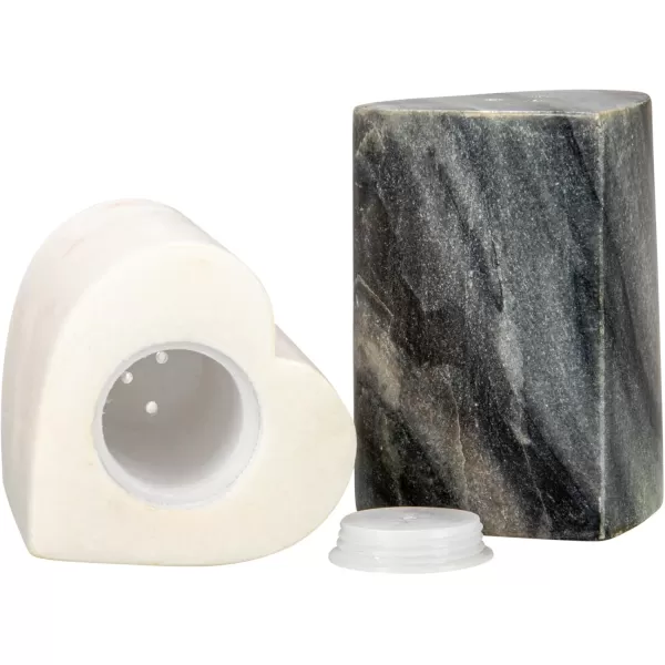 imageCreative CoOp HeartShaped Marble Set of 2 Grey and White Salt ampamp Pepper Shaker Multi