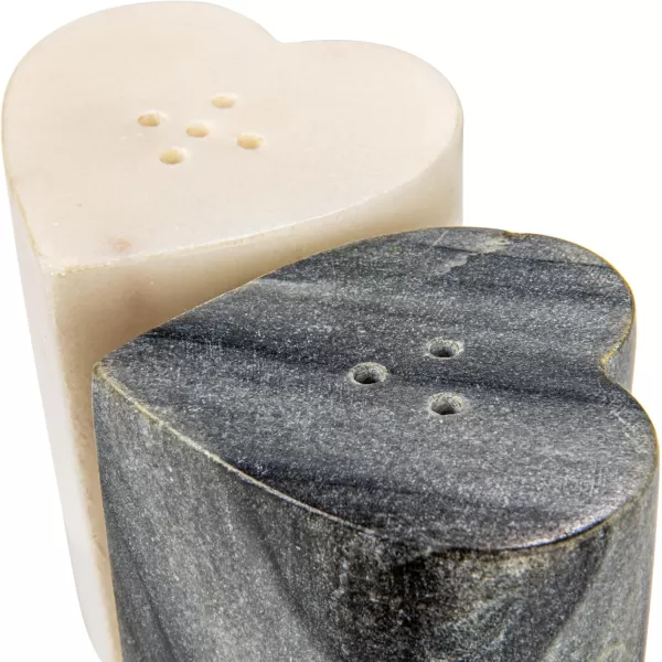 imageCreative CoOp HeartShaped Marble Set of 2 Grey and White Salt ampamp Pepper Shaker Multi