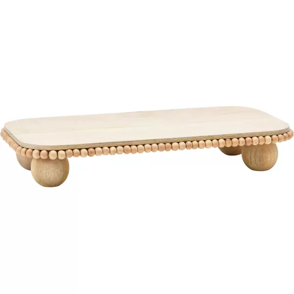 imageCreative CoOp Mango Beads Modern Footed Serving TrayDecorative Wood Dessert Table Natural Colored Pedestal