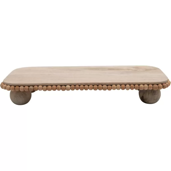 imageCreative CoOp Mango Beads Modern Footed Serving TrayDecorative Wood Dessert Table Natural Colored Pedestal