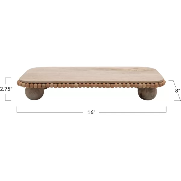 imageCreative CoOp Mango Beads Modern Footed Serving TrayDecorative Wood Dessert Table Natural Colored Pedestal