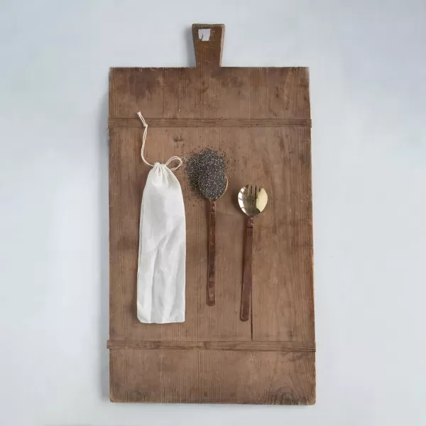 imageCreative CoOp Mango Wood Cheese Board with Rope on Handle