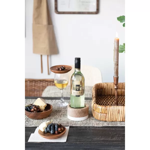 imageCreative CoOp Mango Wood and Marble Bottle Holder 5quot L x 5quot W x 3quot H Multicolor