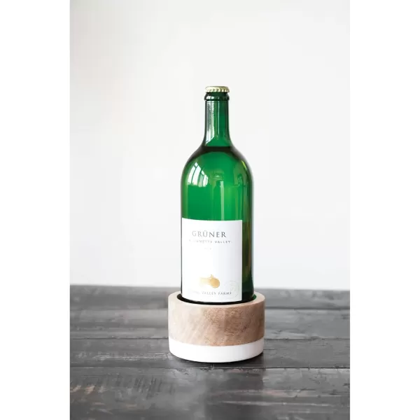 imageCreative CoOp Mango Wood and Marble Bottle Holder 5quot L x 5quot W x 3quot H Multicolor