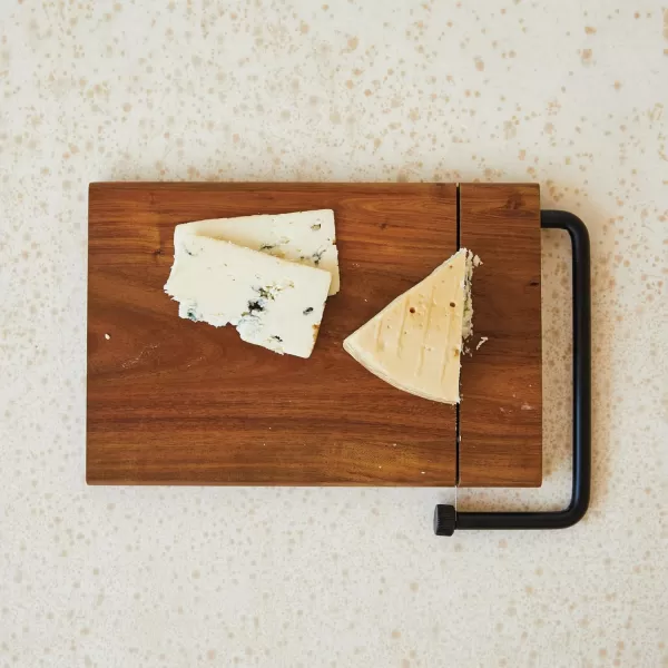 imageCreative CoOp Natural Acacia Wood and Stainless Steel Cheese Slicer Black Medium