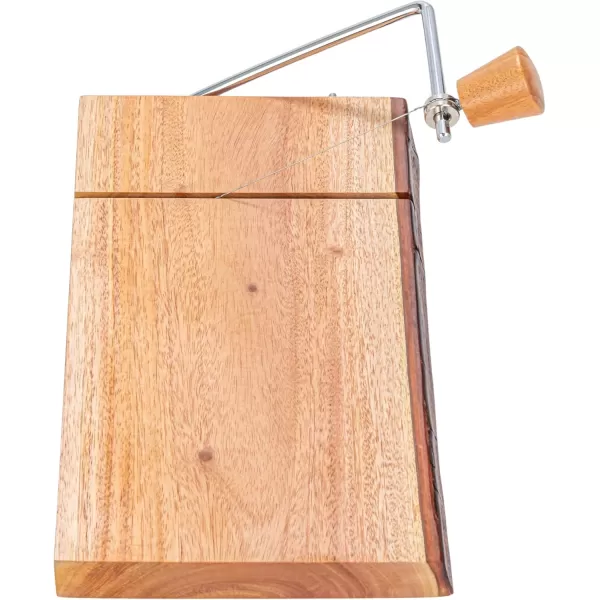 imageCreative CoOp Natural Wood and Metal Cheese Slicer with Bark Edge Medium