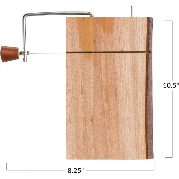 imageCreative CoOp Natural Wood and Metal Cheese Slicer with Bark Edge Medium