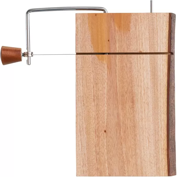 imageCreative CoOp Natural Wood and Metal Cheese Slicer with Bark Edge Medium