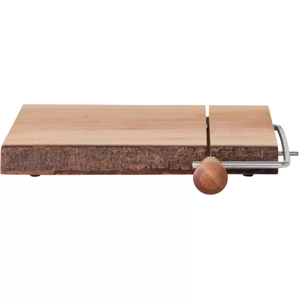 imageCreative CoOp Natural Wood and Metal Cheese Slicer with Bark Edge Medium