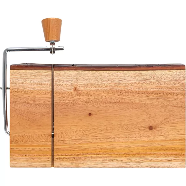 imageCreative CoOp Natural Wood and Metal Cheese Slicer with Bark Edge Medium