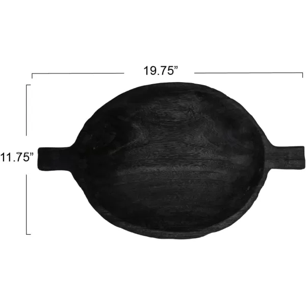 imageCreative CoOp Paulownia Wood Tray with Handles for Serving and Storage Black