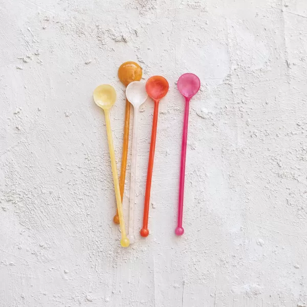 imageCreative CoOp Resin Cocktail Spoon Set Multicolor Set of 5