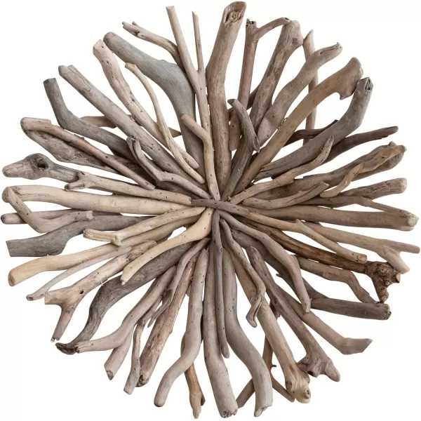 imageCreative CoOp Round Handmade Driftwood Footed Tray Natural