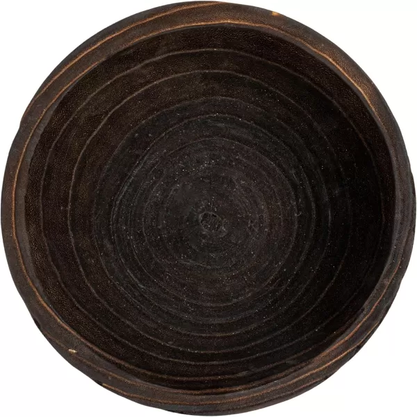imageCreative CoOp Round Paulownia Wood Pedestal Bowl Marbled Brown FinishCharred Brown