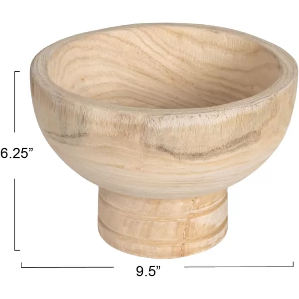 imageCreative CoOp Round Paulownia Wood Pedestal Bowl Marbled Brown FinishNatural