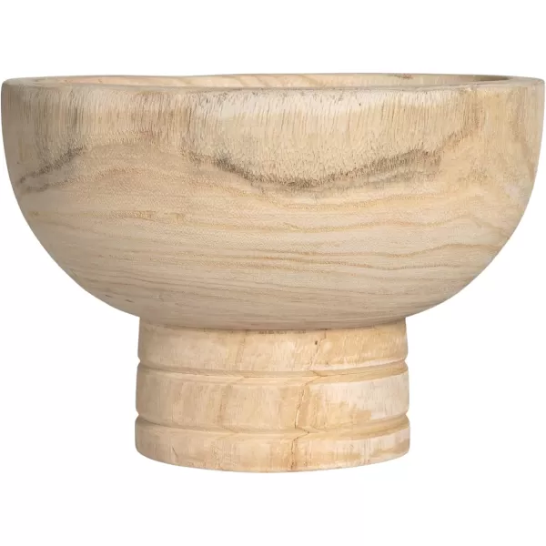 imageCreative CoOp Round Paulownia Wood Pedestal Bowl Marbled Brown FinishNatural