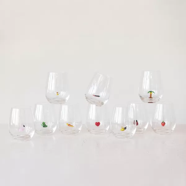 imageCreative CoOp Round Stemless Wine Glass Set Clear Set of 10