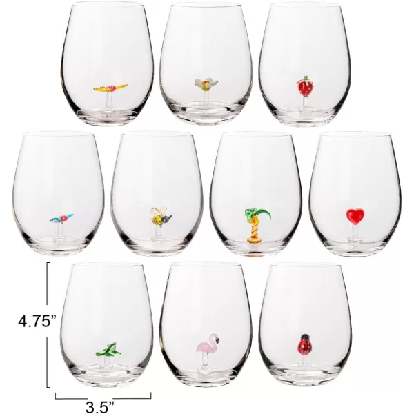 imageCreative CoOp Round Stemless Wine Glass Set Clear Set of 10