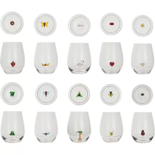 imageCreative CoOp Round Stemless Wine Glass Set Clear Set of 10