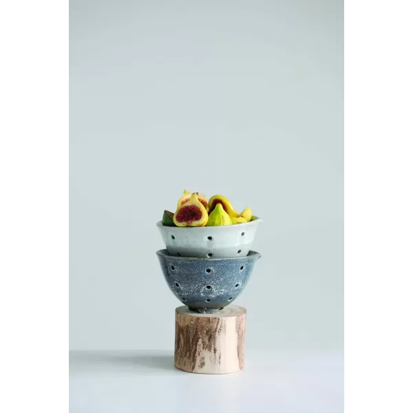 imageCreative CoOp Round Stoneware Berry Spouts ampamp Reactive Glaze Finishes Set of 2 Colors Bowls Multicolor