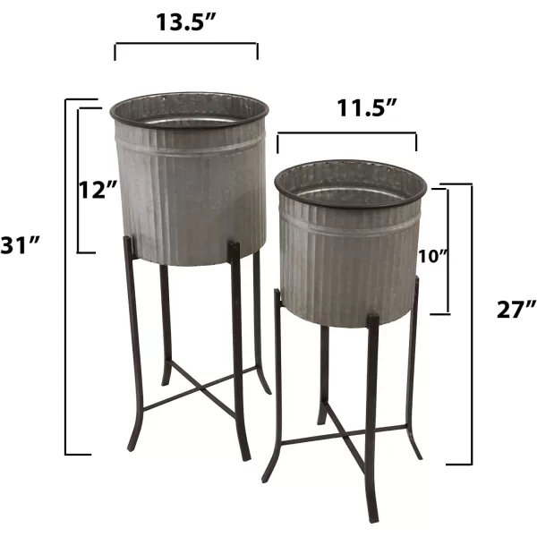 imageCreative CoOp Set of 2 Iron Planters on StandsSilver