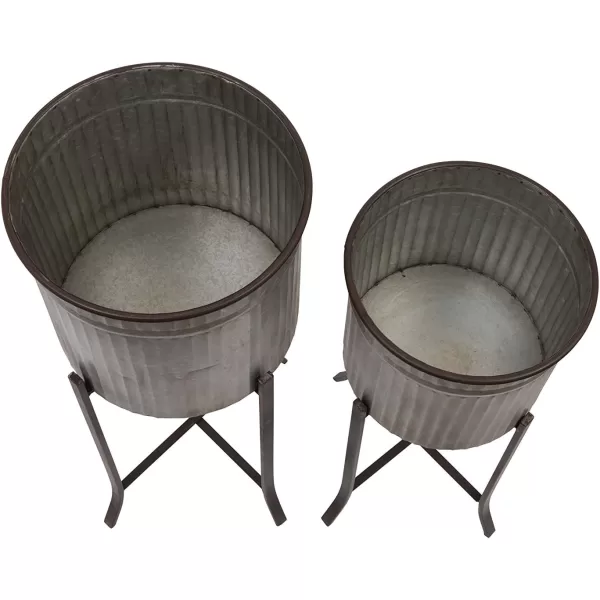 imageCreative CoOp Set of 2 Iron Planters on StandsSilver