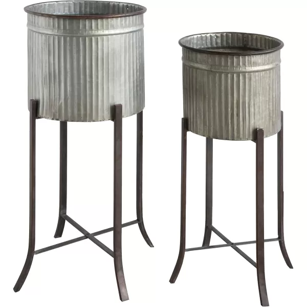imageCreative CoOp Set of 2 Iron Planters on StandsSilver